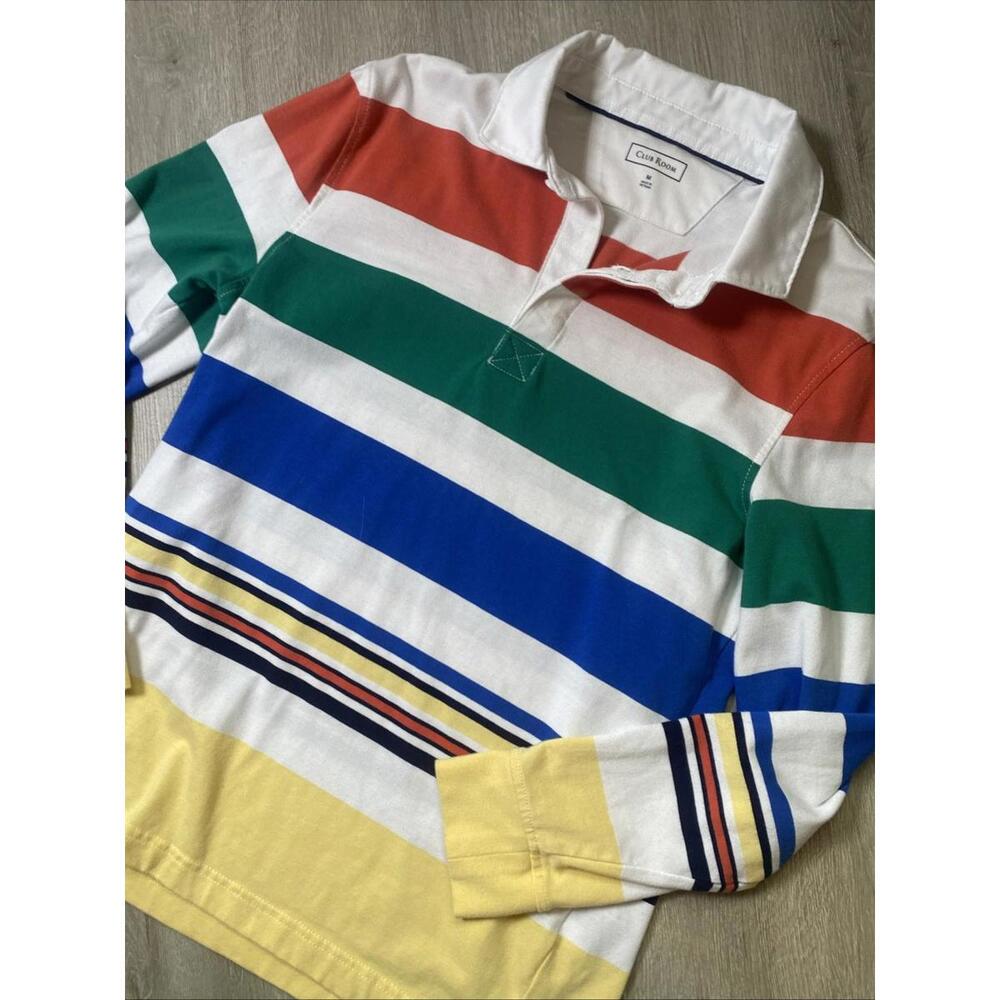 DONT HUG ME IM SCARED Club Room Long Sleeve 90s Striped Polo Shirt Men’s Medium